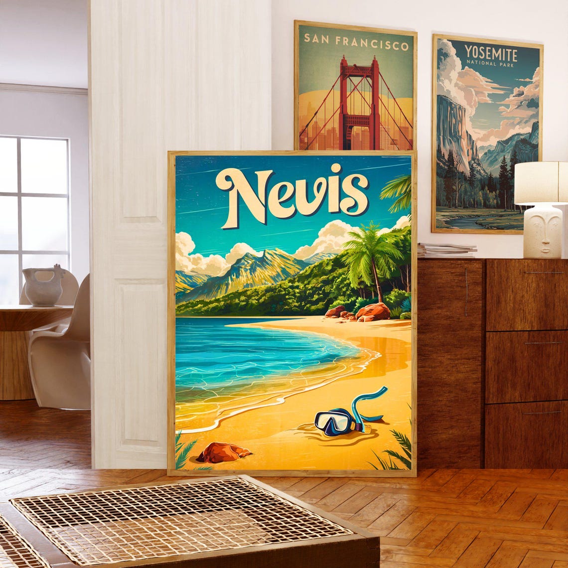 Nevis Vintage Travel Poster Nevis Print Caribbean Wall Art Framed Gift Caribbean Island Present - Image 5