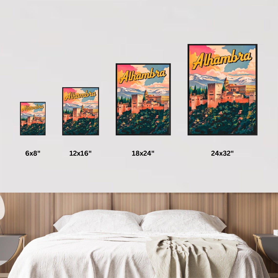 Alhambra Spain Travel Poster Moorish Palace Mountains Vintage Artwork - Image 3