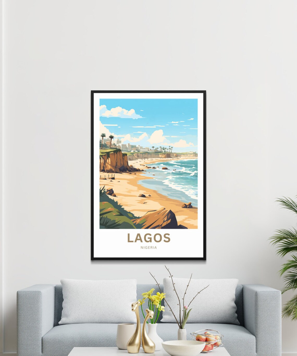 Lagos Nigeria Rocky Cliff Beach Ocean Waves Travel Poster Gift - Image 3