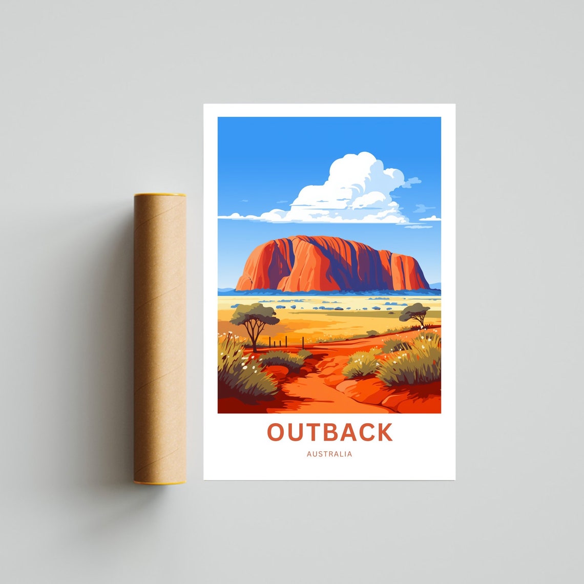 Personalized Australia Outback Uluru Red Desert Custom Travel Poster - Image 2
