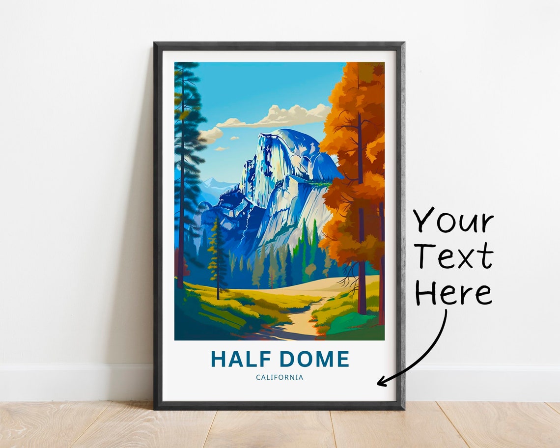Half Dome California Granite Dome Autumn Forest Landscape Poster
