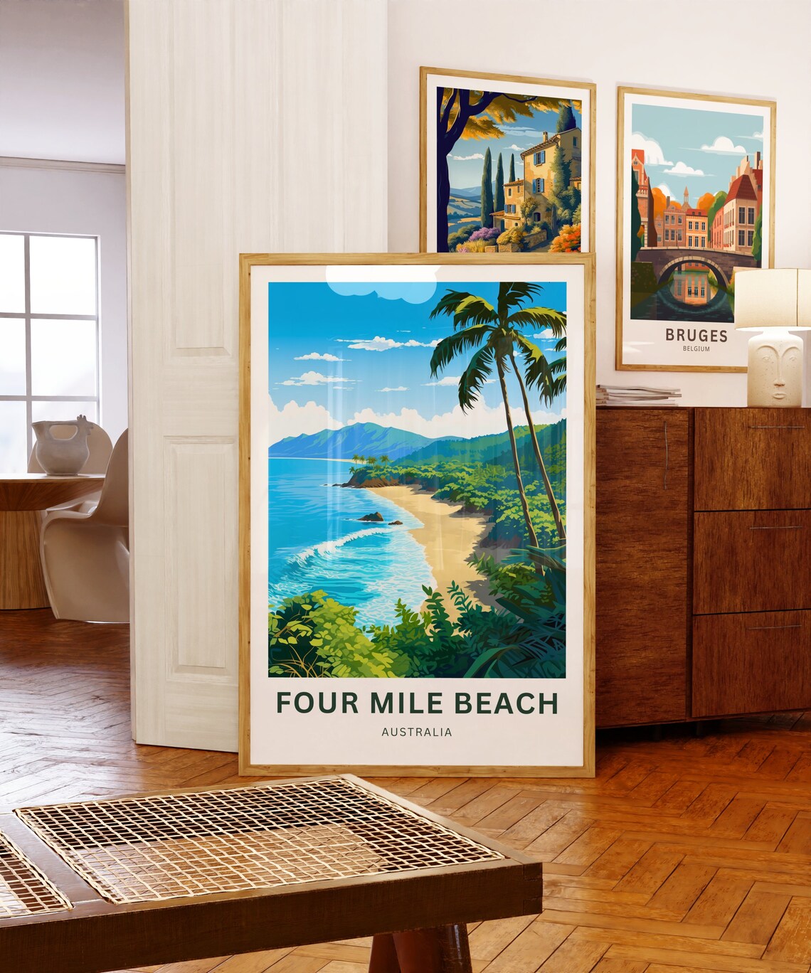 Four Mile Beach Australia Tropical Bay Palms Vintage Travel Poster - Image 5