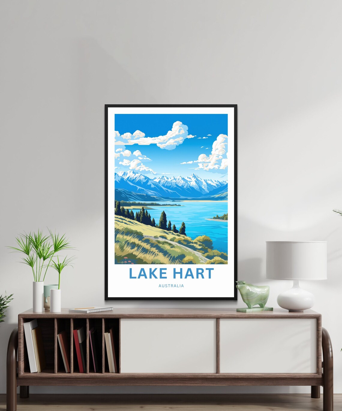 Personalized Lake Hart Australia Mountain Lake Vintage Travel Poster - Image 2