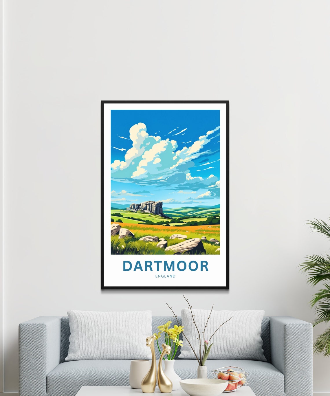 Dartmoor England Granite Tor Rolling Hills Scenic Travel Poster - Image 3