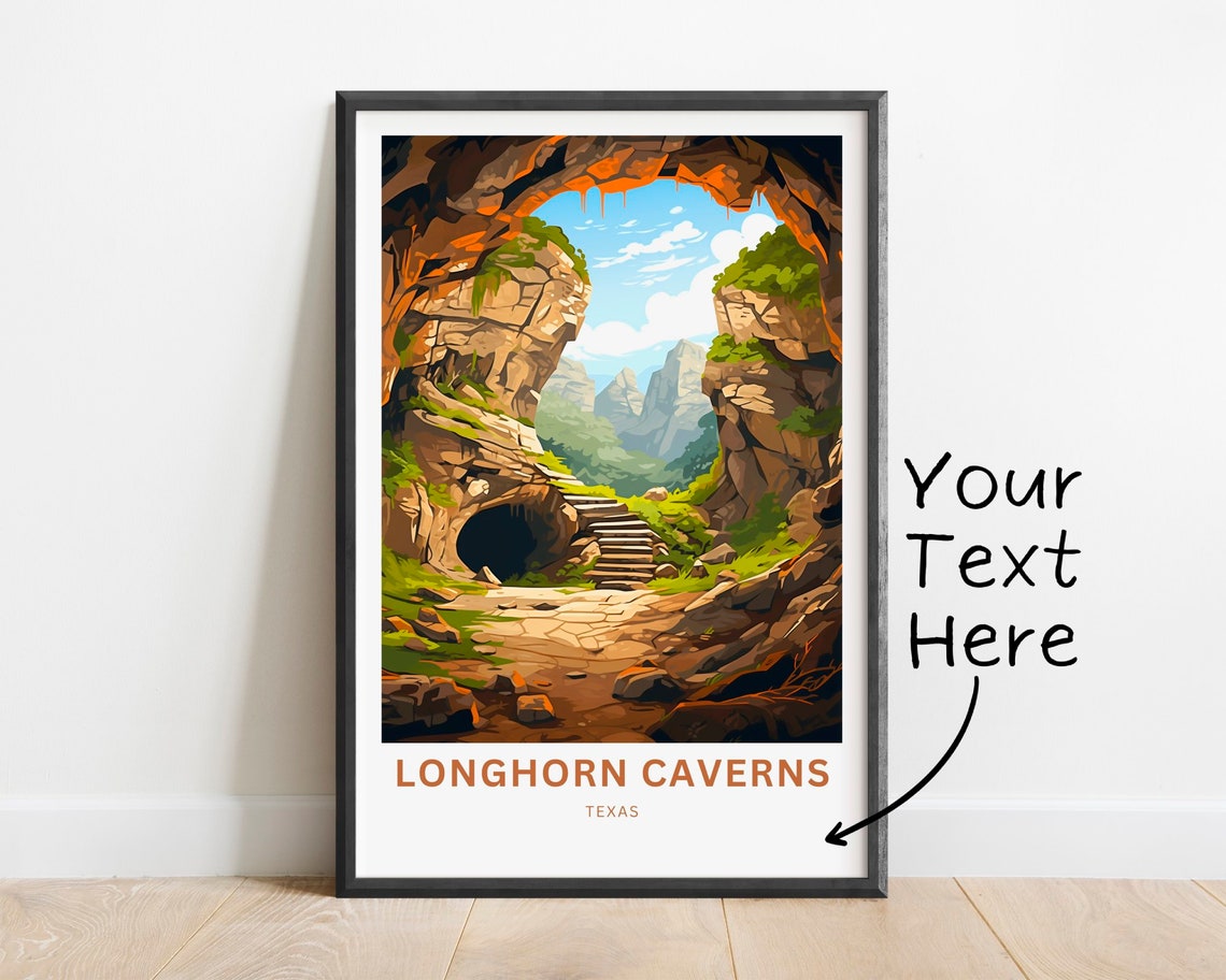 Longhorn Caverns Texas Cave Arch Steps Customizable Travel Poster