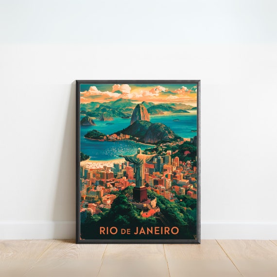 Rio De Janeiro Vintage Travel Poster Rio De Janeiro Print Brazil Vintage Wall Art Framed Present Gift Brazil Present