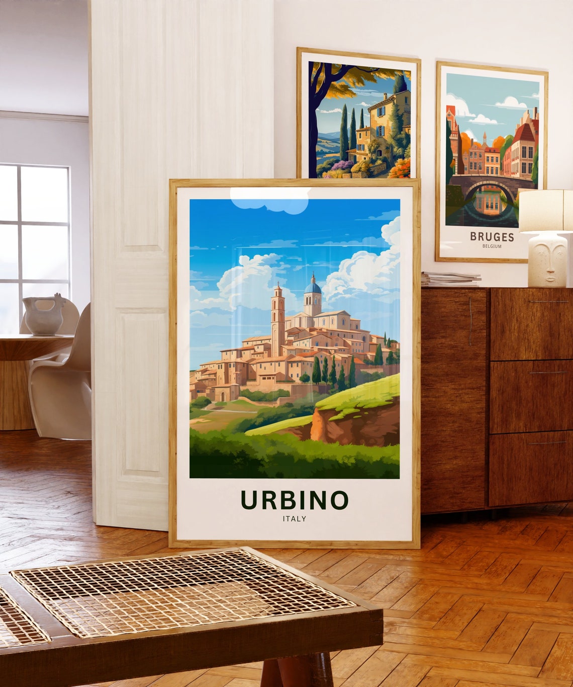 Urbino Italy Hilltop Town Blue Dome Terracotta Skyline Poster - Image 5