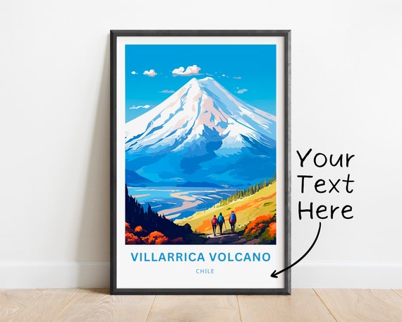 Personalized Villarrica Volcano Travel Print Villarrica Volcano Poster Rucapilln Wall Art Framed Present Gift Chile Present