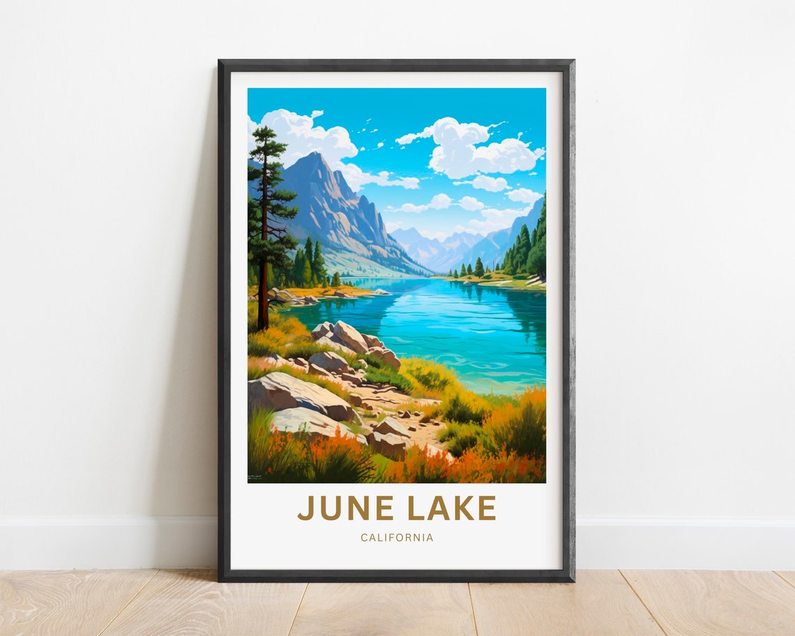 June Lake California Pine Tree Lakeside Autumn Hills Mountain Poster