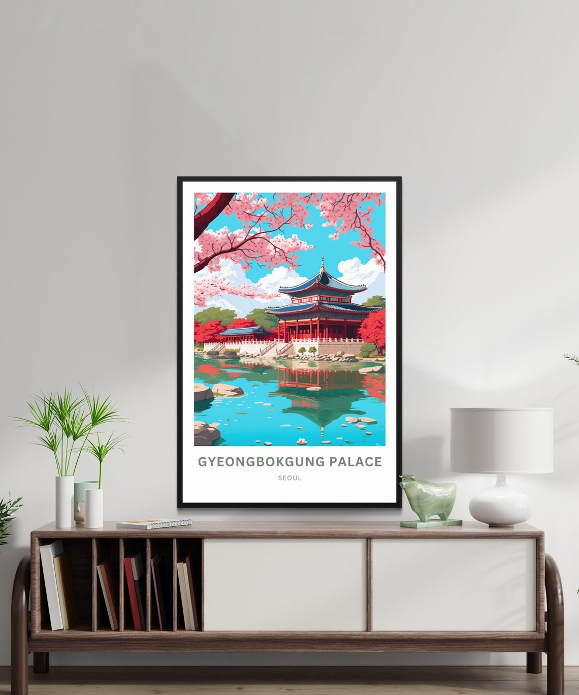 Personalized Gyeongbokgung Palace Seoul Spring Blossom Scene Poster - Image 2