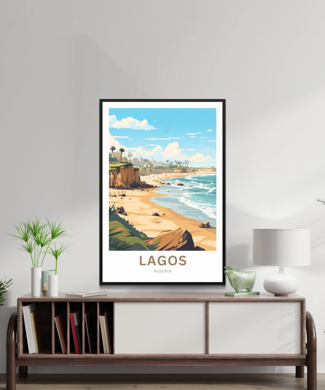 Lagos Nigeria Rocky Cliff Beach Ocean Waves Travel Poster Gift - Image 2