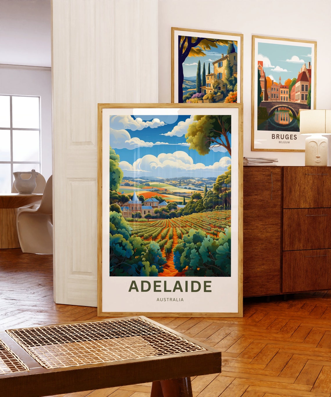 Personalized Adelaide Australia Vineyard Rows Vintage Travel Poster - Image 5