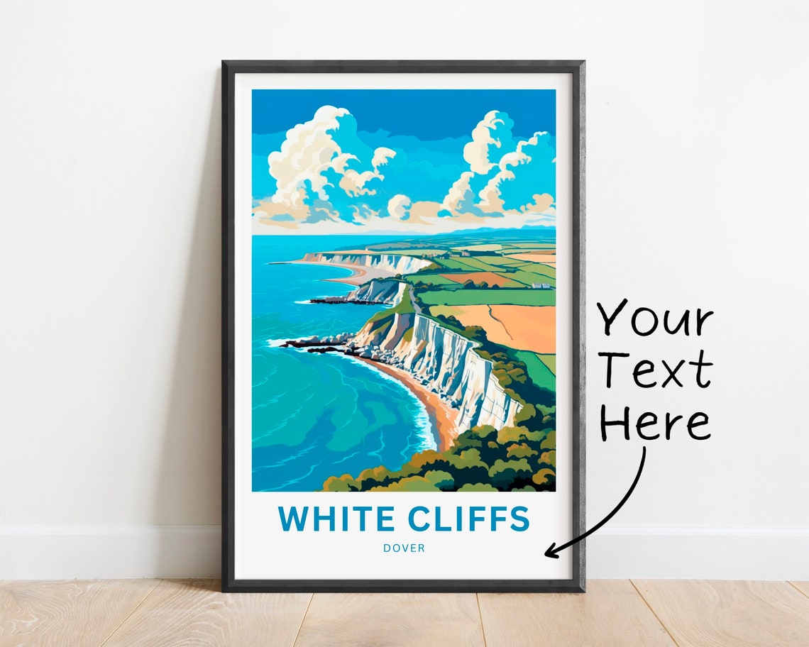 Personalized White Cliffs Dover England Custom Text Travel Poster