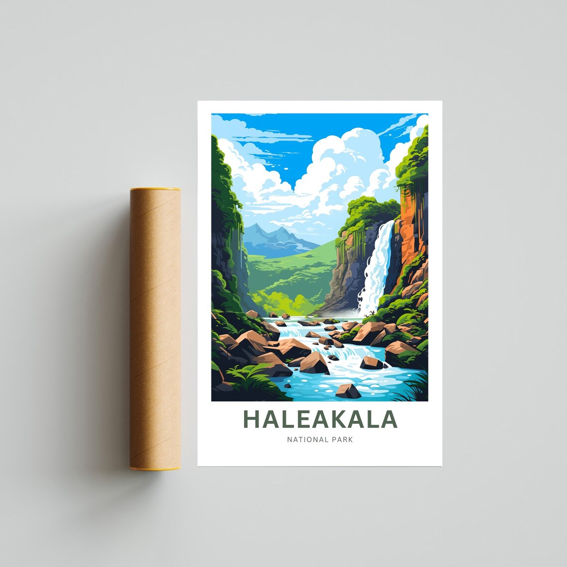 Haleakala National Park Waterfall Gorge Hawaii Tropical Poster - Image 4