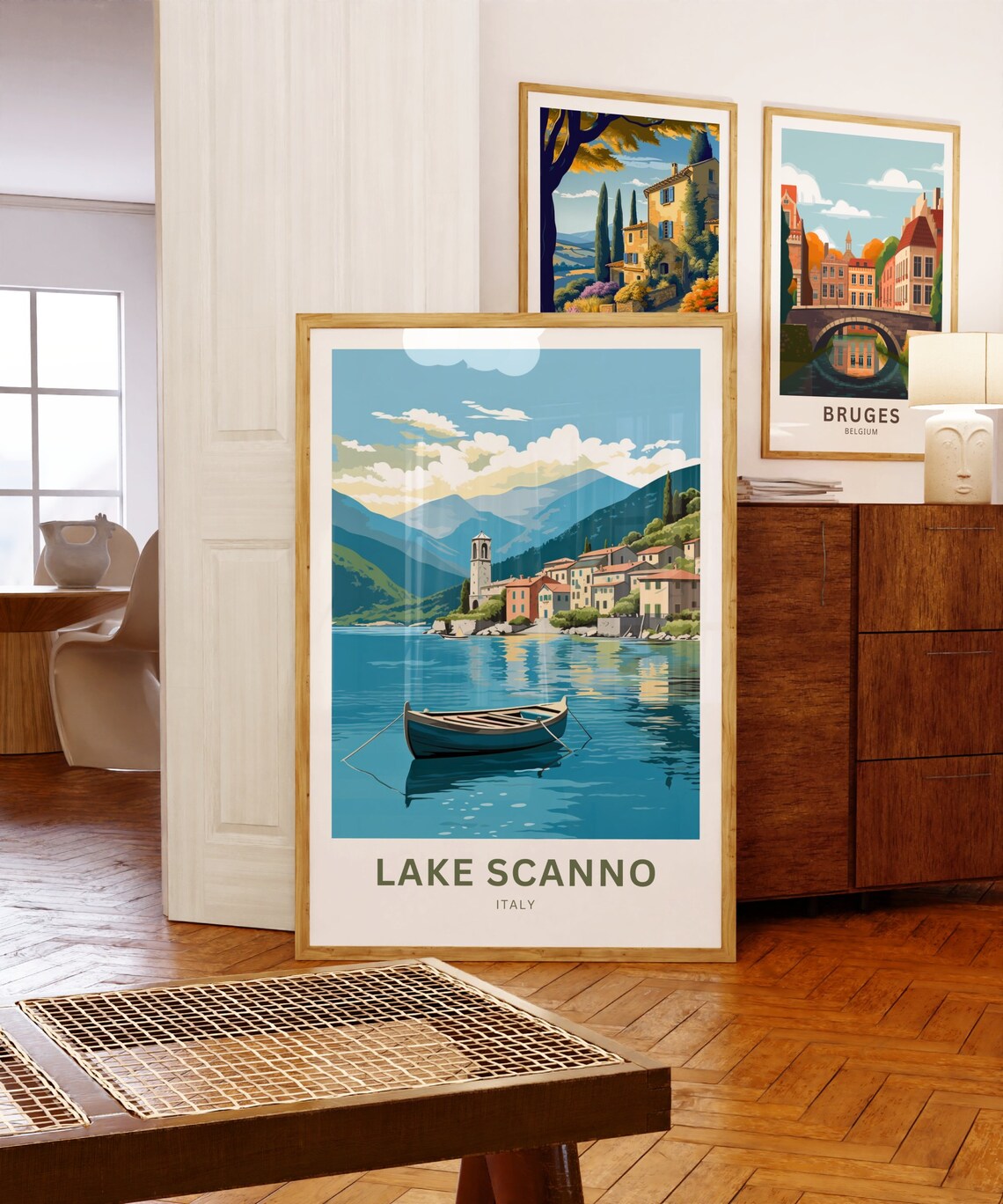 Lake Scanno Italy Village Bay Moored Rowboat Shore Quiet Poster - Image 5