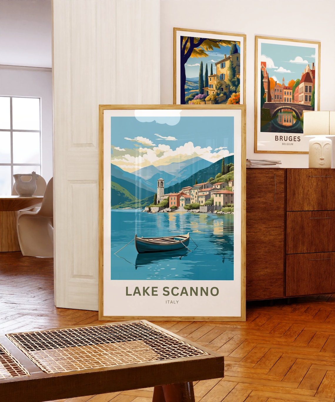 Lake Scanno Lakeside Village Turquoise Lake Italy Travel Poster - Image 5