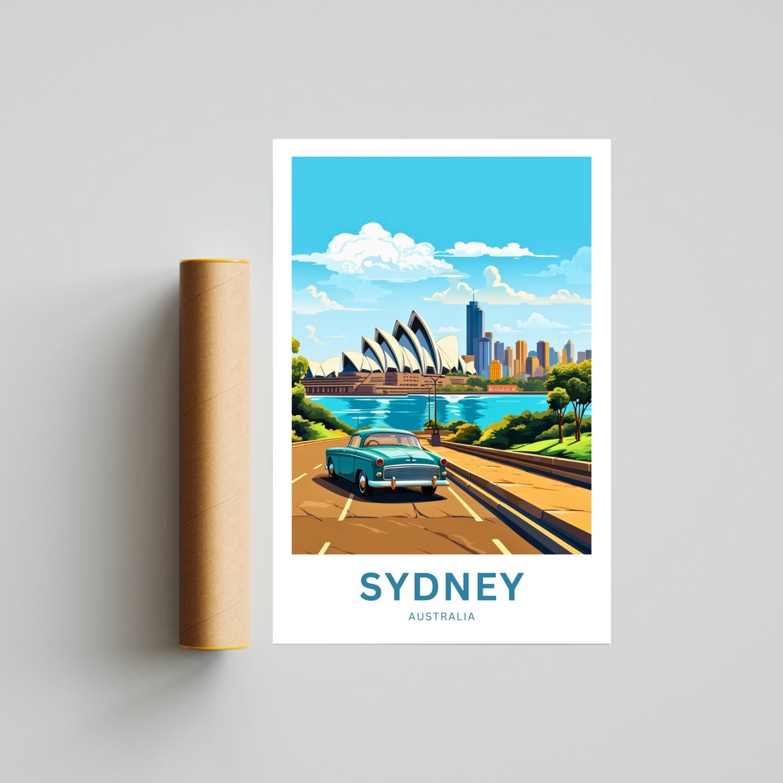 Personalized Sydney Opera House Classic Car Custom Travel Poster - Image 4