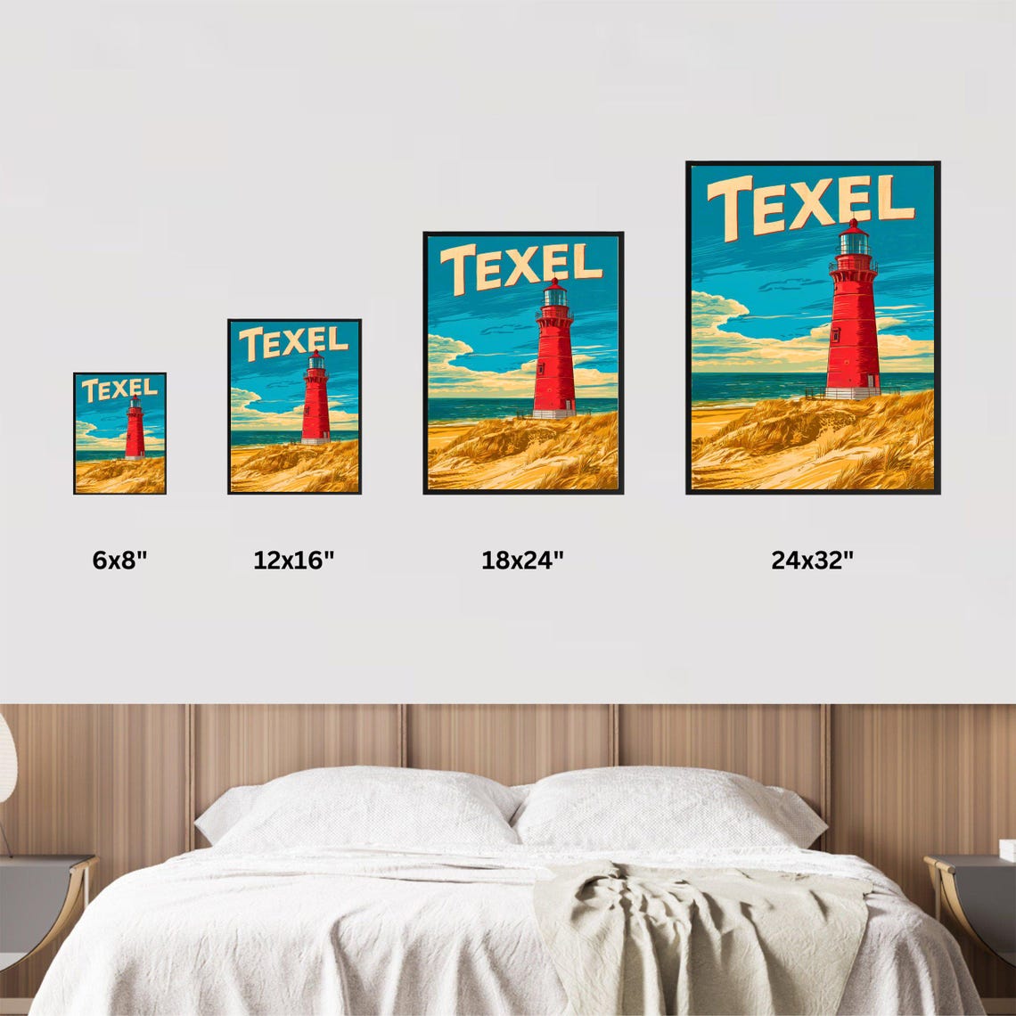 Texel Netherlands Red Lighthouse Sand Dunes Vintage Travel Poster - Image 4