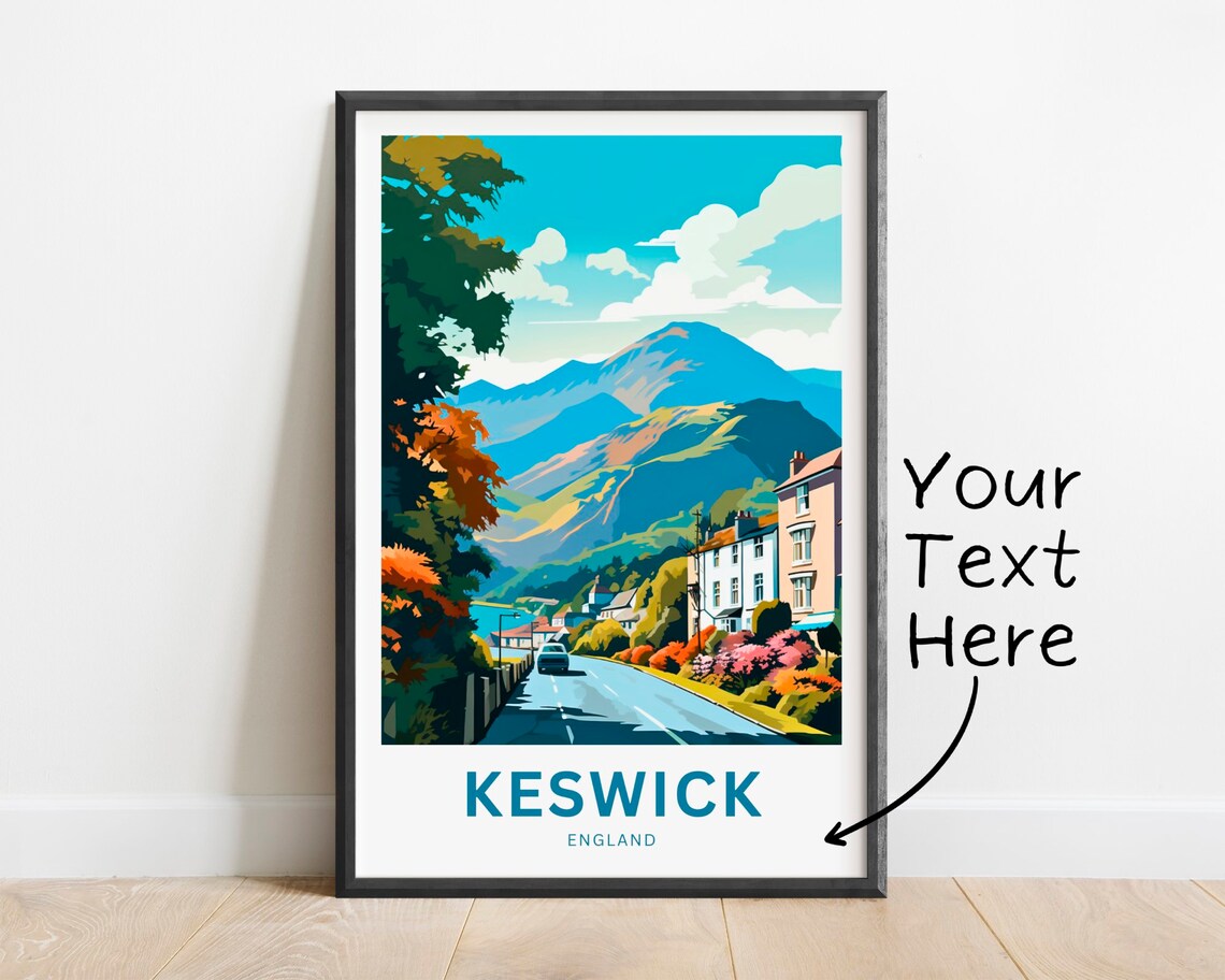 Keswick England Lake District Town Street Fell View Custom Poster