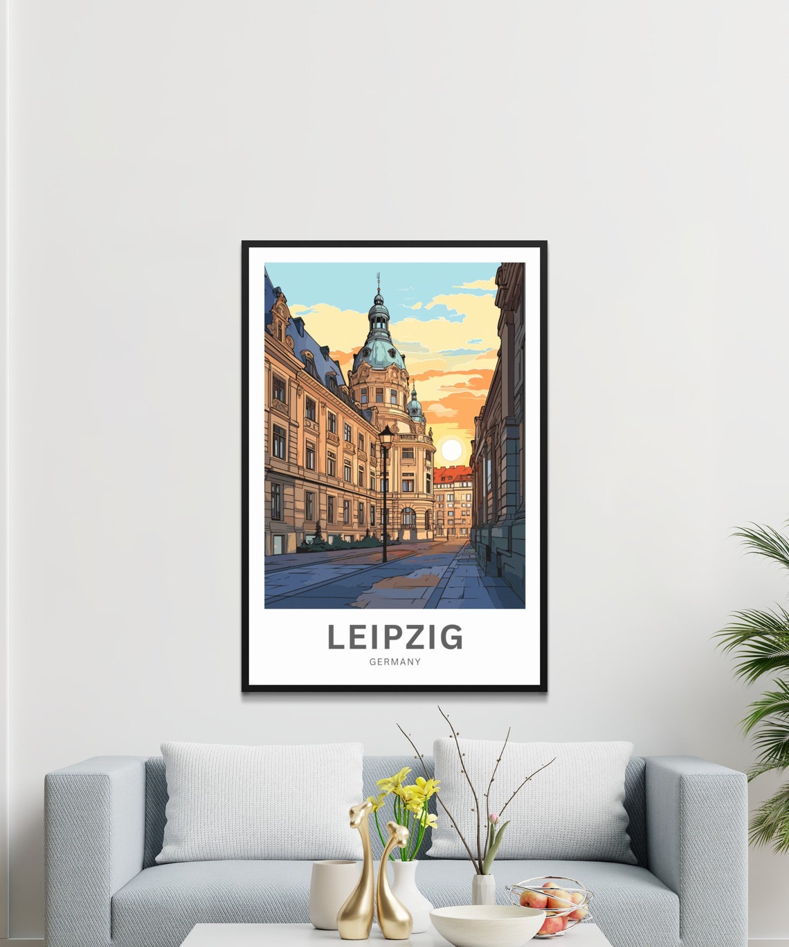 Leipzig Germany Personalized Historic Street Sunset Travel Poster - Image 3