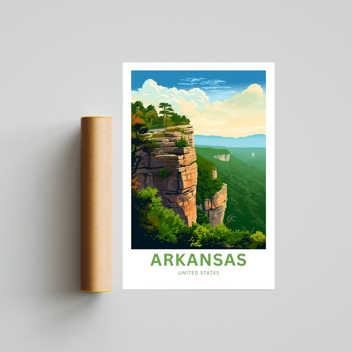 Personalized Arkansas Ozark Cliff Forest Valley Travel Poster - Image 4