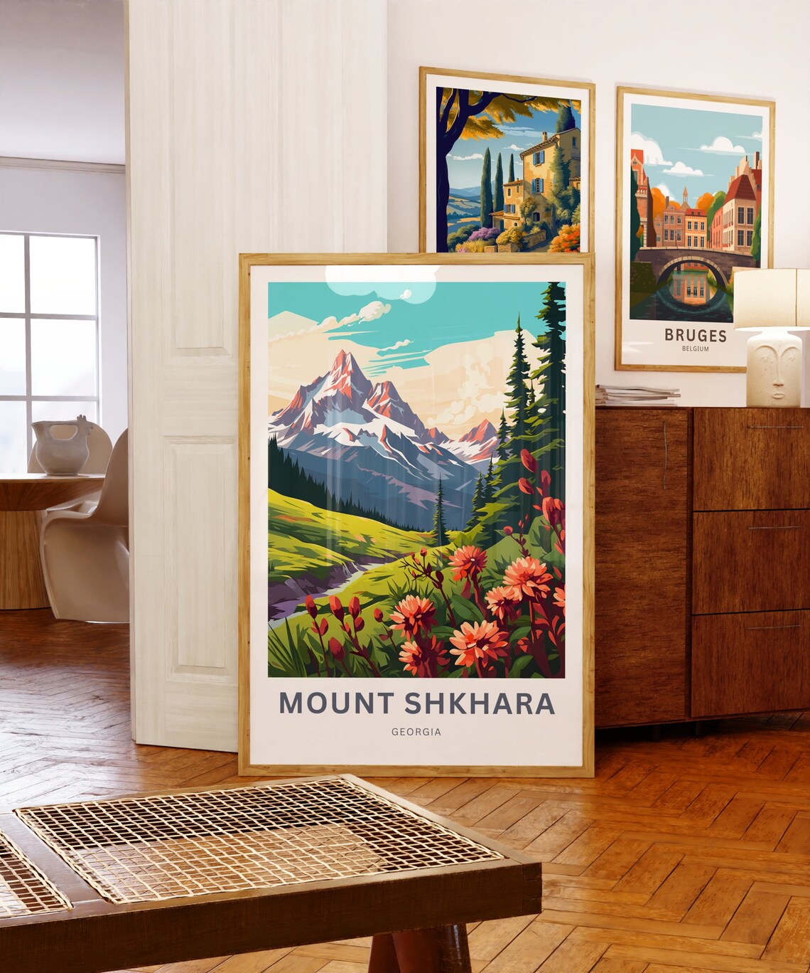 Mount Shkhara Georgia Alpine Wildflower Meadow Travel Poster - Image 5