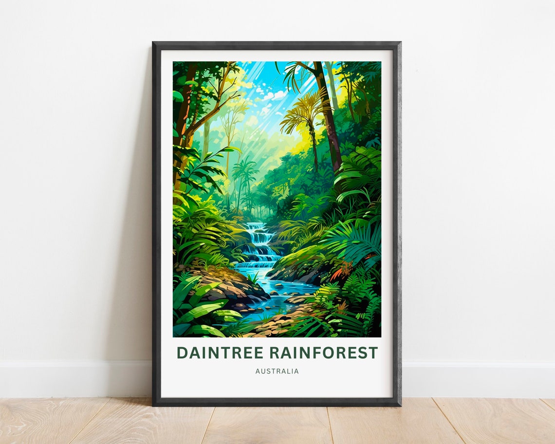 Daintree Rainforest Australia Jungle Waterfall Creek Travel Poster