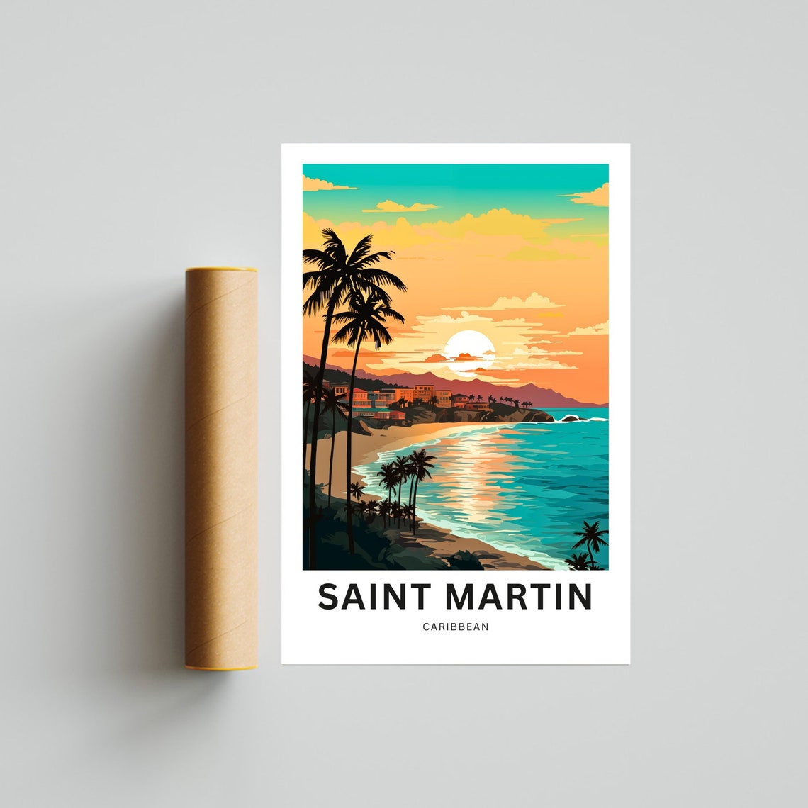 Personalized Saint Martin Travel Print Saint Martin Poster Caribbean Wall Art Framed Present Gift Sint Maarten Present - Image 4