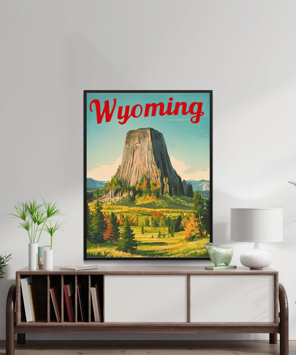 Wyoming Vintage Devils Tower Fall Prairie Landscape Travel Poster - Image 2
