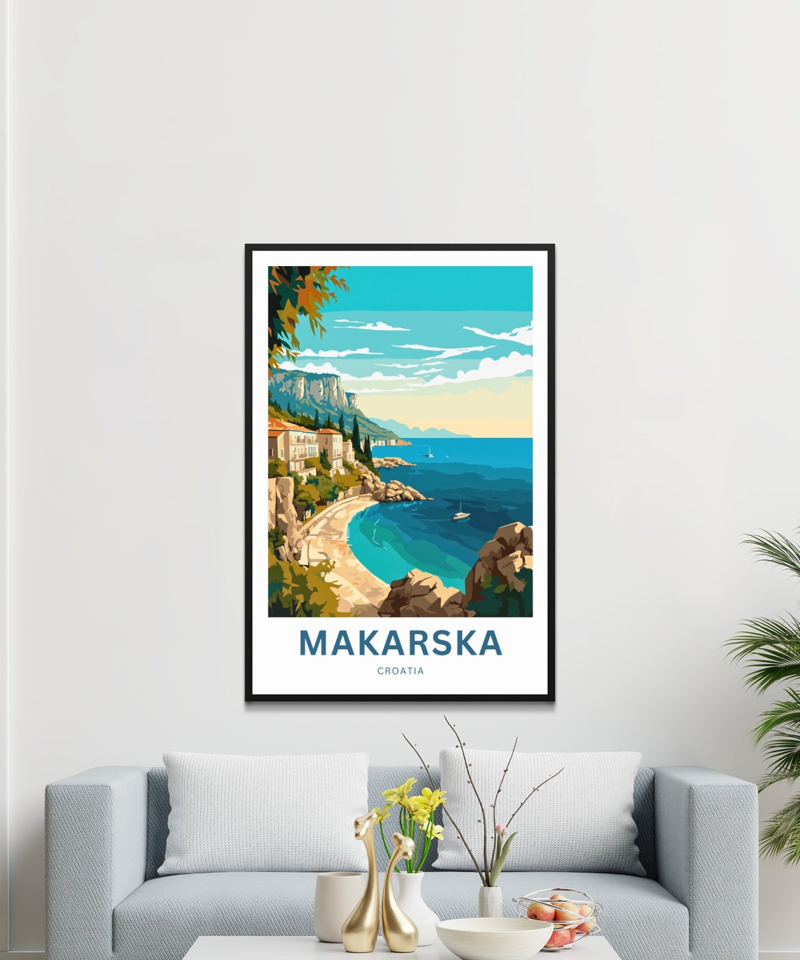 Makarska Croatia Rocky Cove Beach Turquoise Sea Scene Poster - Image 3