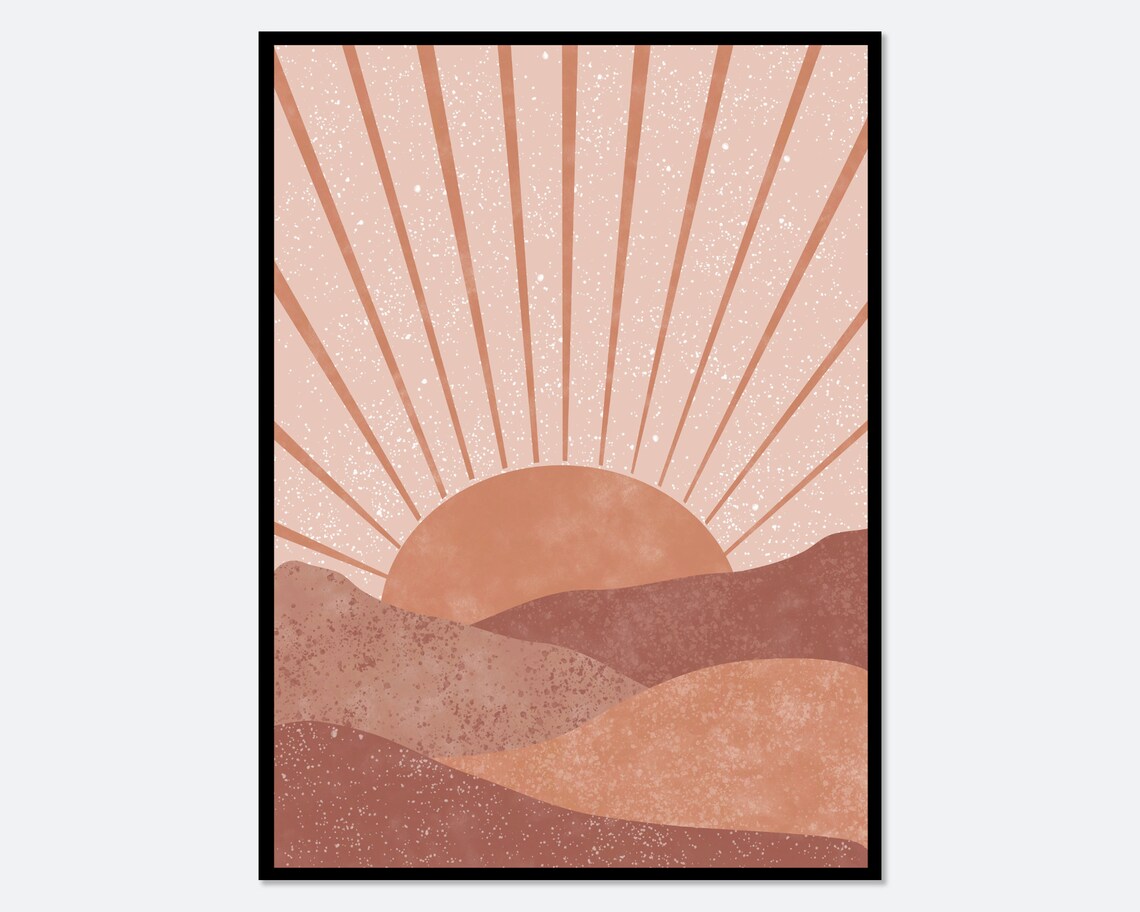 Mid Century Modern Abstract Sun Rays Art Print