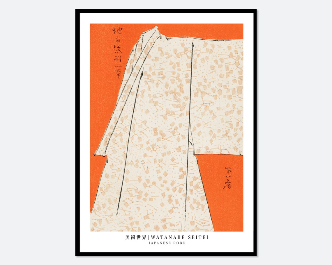 Watanabe Seitei Japanese Robe Kimono Orange Bijutsu Sekai Poster