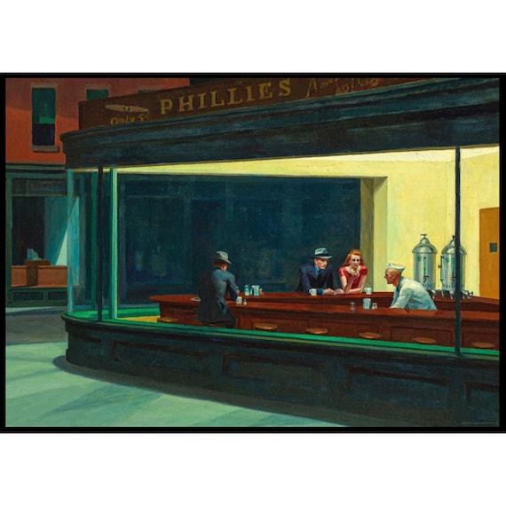 Edward Hopper Nighthawks 1942 Late Night Diner Scene Art Poster