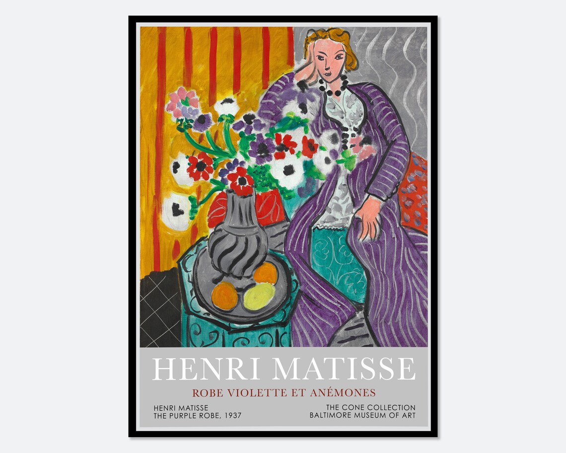 Henri Matisse The Purple Robe 1937 Anemones Floral Painting Poster