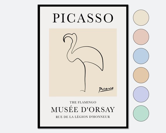 Picasso Flamingo Sketch Line Drawing Art Print