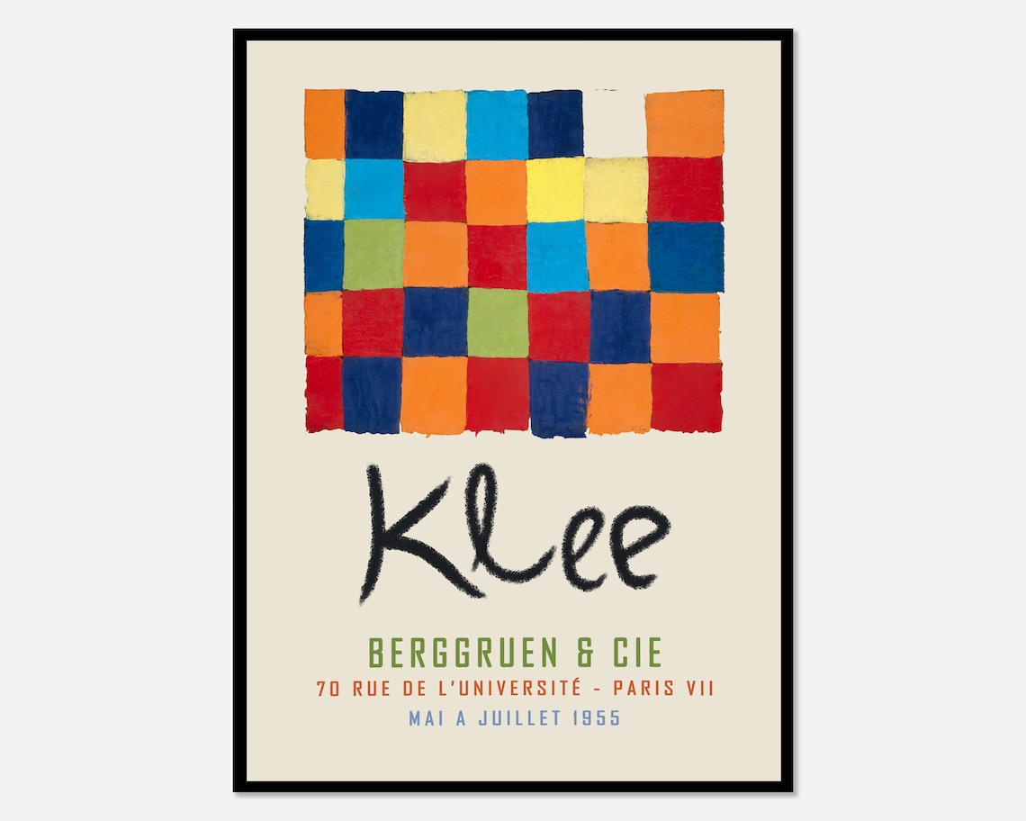 Paul Klee 1955 Paris Exhibition Colorful Grid Squares Abstract Poster