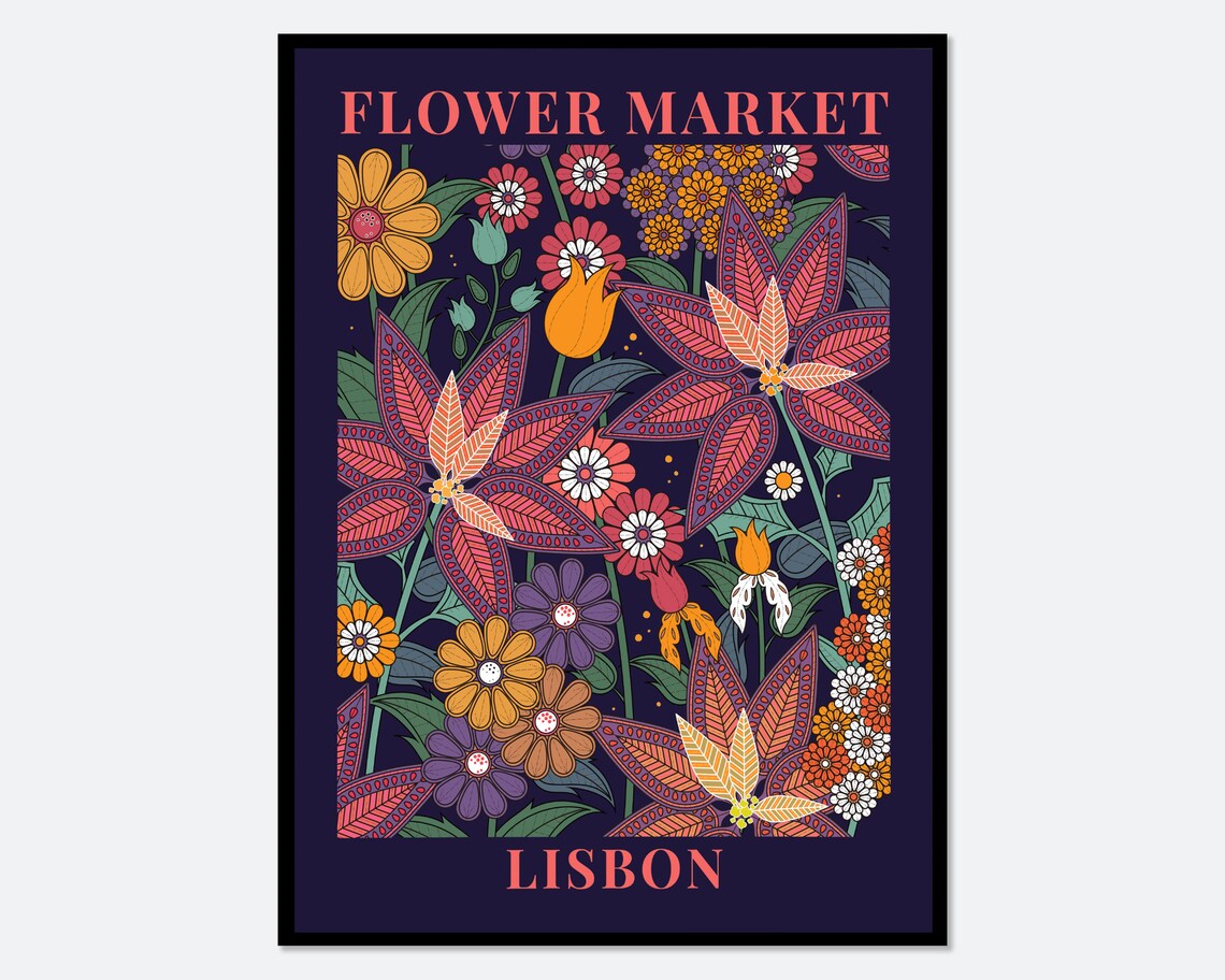 Lisbon Flower Market Botanical Art Print