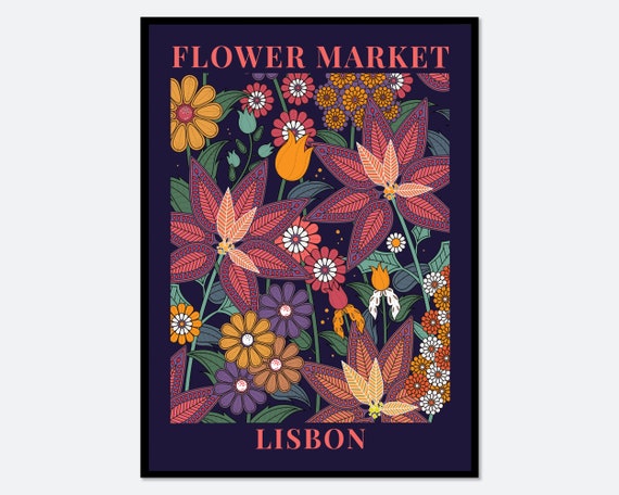 Lisbon Flower Market Botanical Art Print