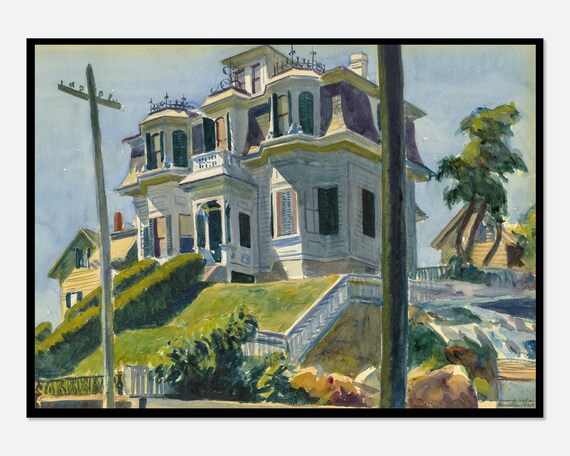 Edward Hopper Haskells House 1924 Victorian Watercolor Art Poster