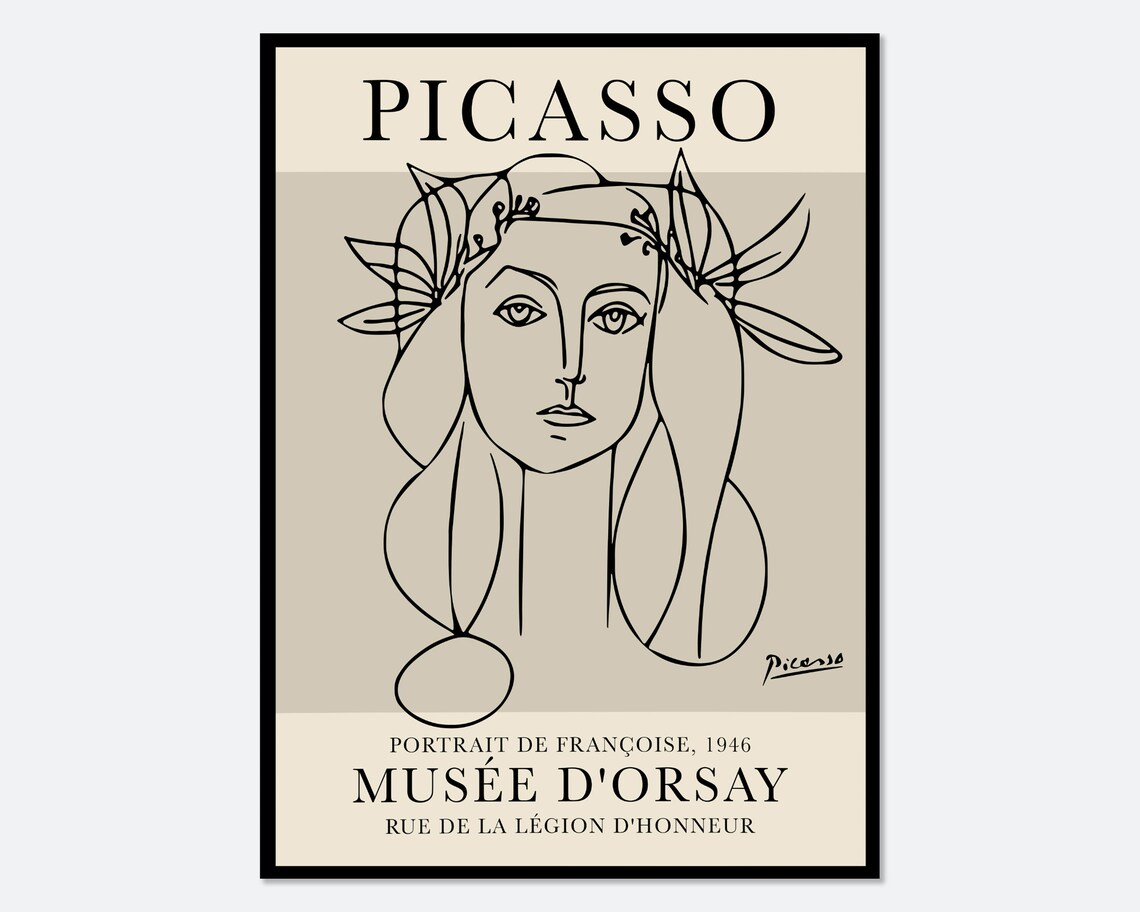 Picasso Portrait of Francoise Gilot, Vintage Poster