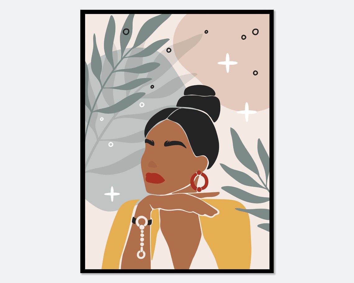 Boho Eclectic Portrait Of Woman Art Print