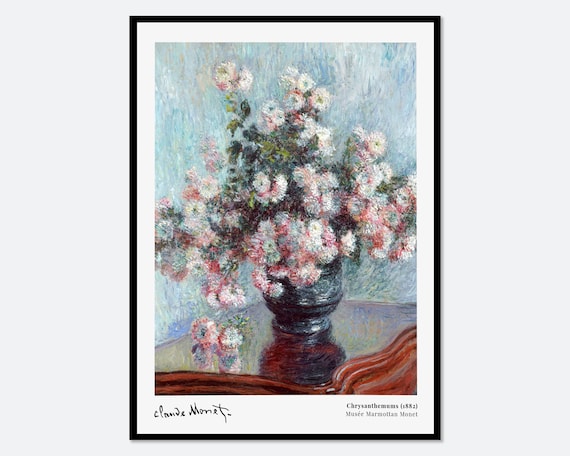 Claude Monet Chrysanthemums 1882 Still Life Vintage Art Exhibition Poster