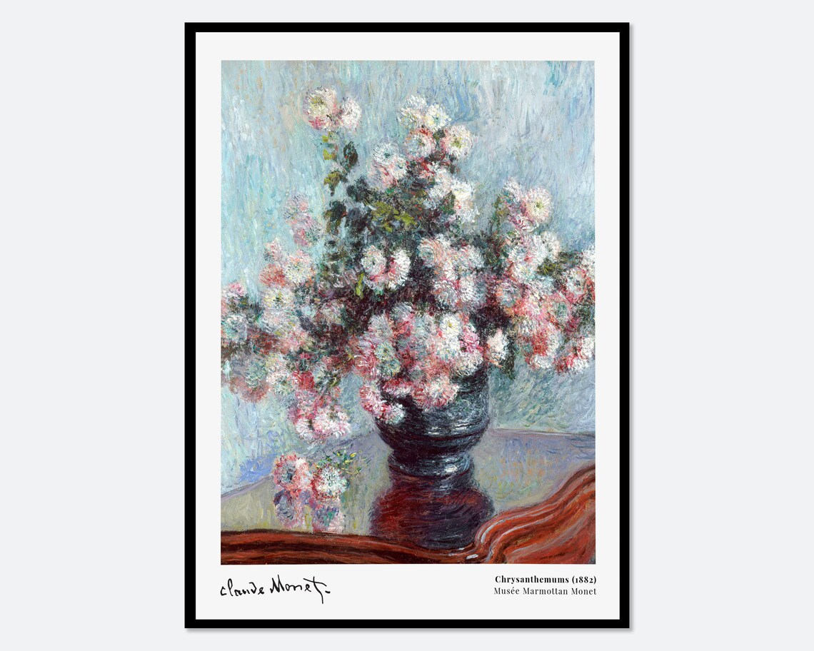 Claude Monet Chrysanthemums 1882 Still Life Vintage Art Exhibition Poster