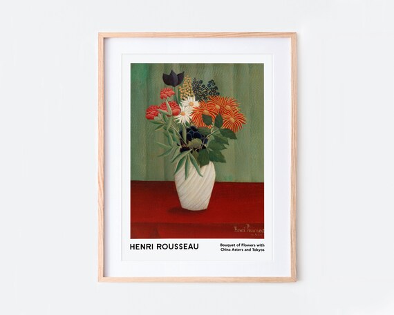 Henri Rousseau Bouquet Of Flowers With China Asters And Tokyos Vintage Museum Poster Art Print Post Impressionist Still Life Painting Hr08