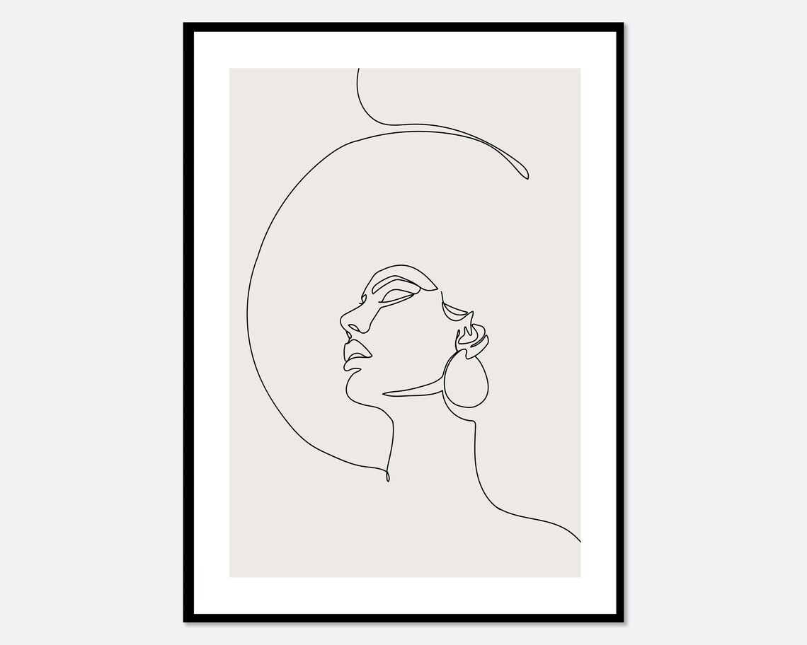 One Line Girl Silhouette, Minimalist Line Art Print