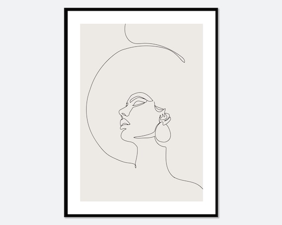 One Line Girl Silhouette, Minimalist Line Art Print