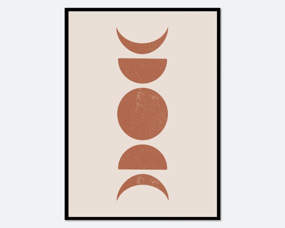 Abstract Moon Cycle Art Print Moon Phases Mid Century Celestial Art Terracotta Art Boho Wall Decor Fine Art Print Modern Poster Mm03
