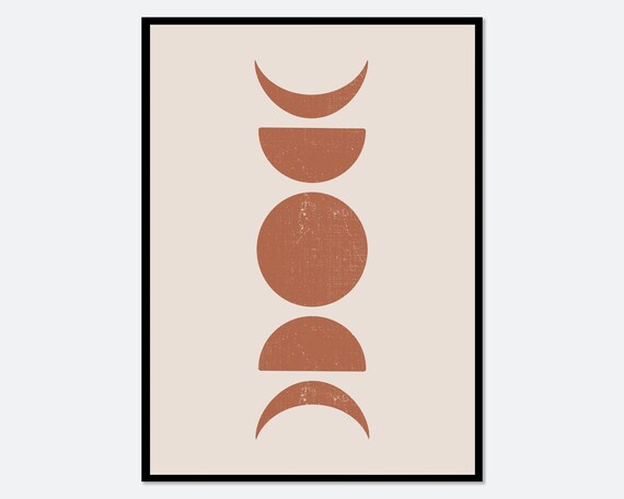 Terracotta Moon Phases Vertical Lunar Cycle Celestial Art Poster