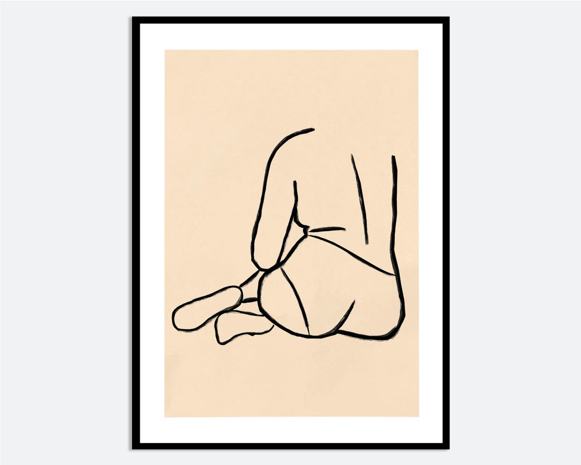 Minimalist Sitting Woman Line Art Single Stroke Figure Modern Wall Art