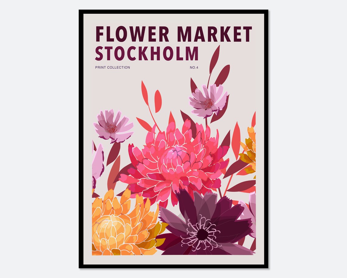 Flower Market Stockholm Colorful Botanical Poster Print